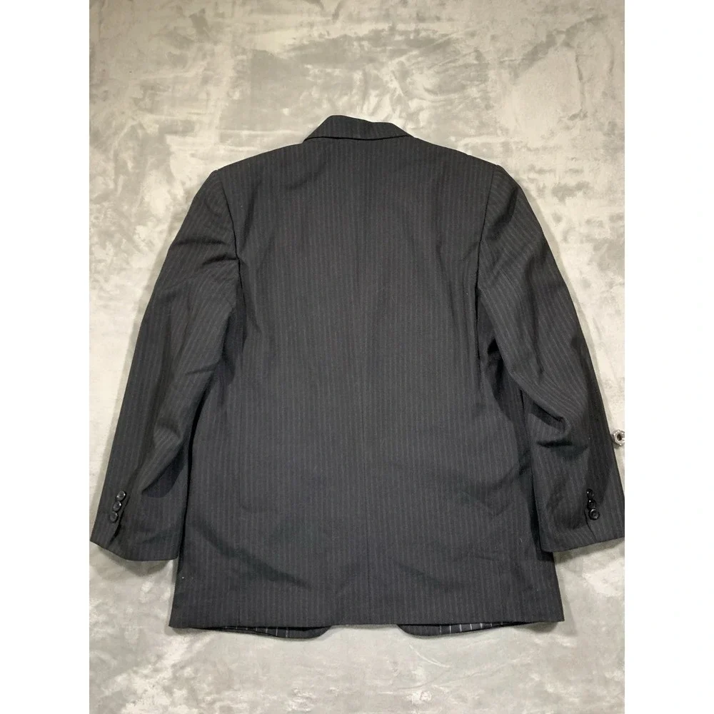 Vintage 90s Y2K Abercrombie Fitch Wool Lined Pinstripe Blazer Size 42 Black EUC